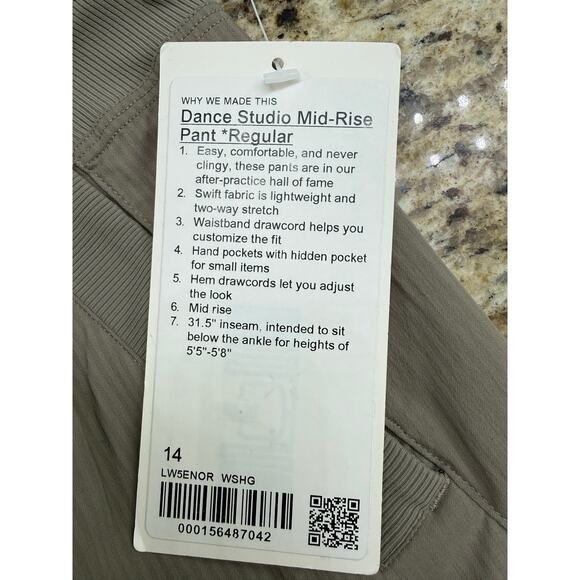 Lululemon Dance Mid Rise Pant Studio NWT size14 LW5ENOR WSHG $128 retail - Picture 6 of 6